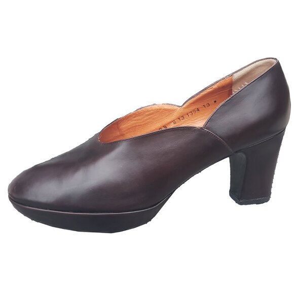 Robert Clergerie x Barneys Pumps Brown Leather Round Toe Block Heel 8.5 - Picture 8 of 12
